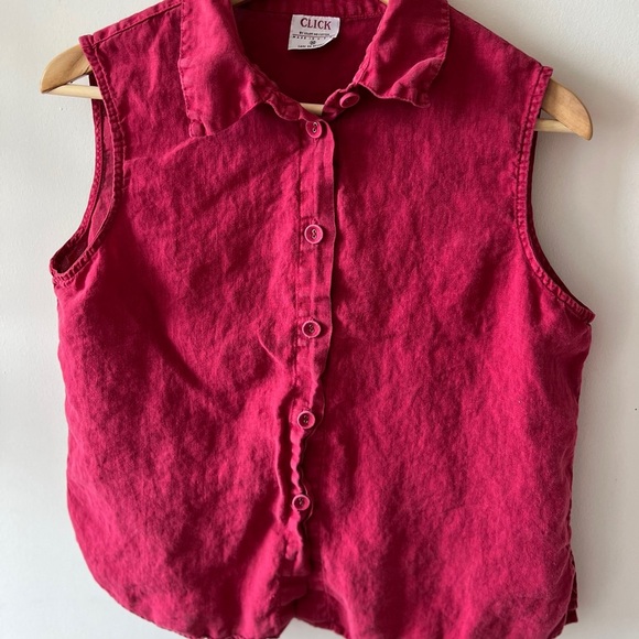 Click by Colour Me Cotton Vintage Sleeveless Pink Button-Up Shirt M - Picture 1 of 10